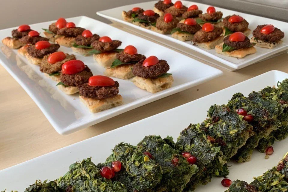 Persian catering buffet set-up with traditional dishes